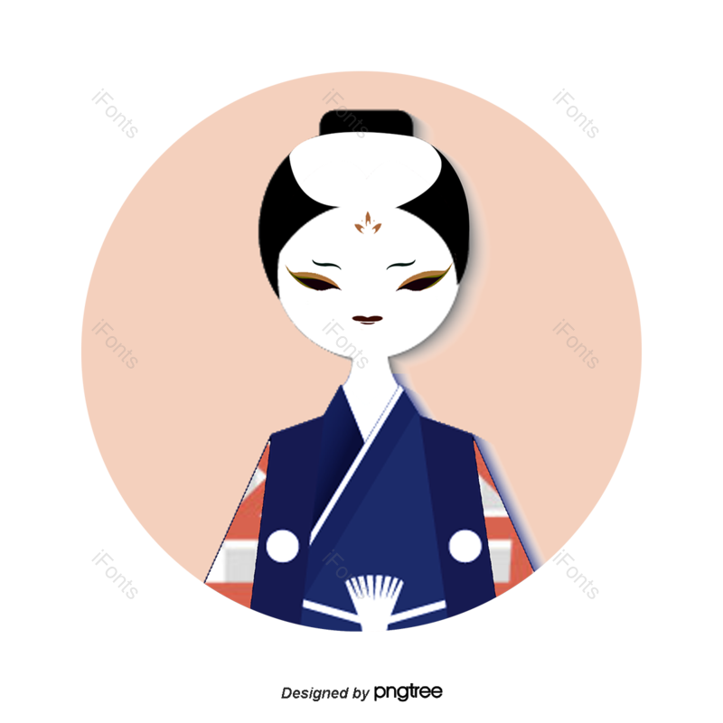 蓝色图片,卡通人物元素,传统服饰PNG,女性免抠素材